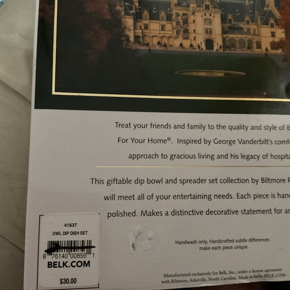 Biltmore owl dip or cheese tray, new in box. Very cute - Picture 4 of 4